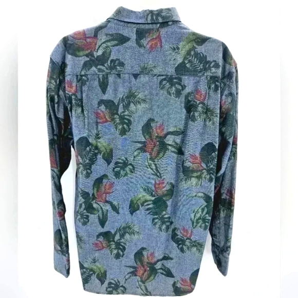 Tommy Bahama Men's Large Chambray Floral Button-down Long-sleeved Shirt - Picture 3 of 10